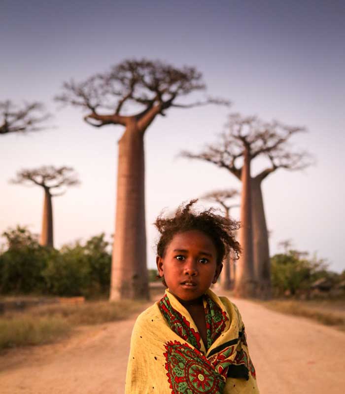 Girl at Avenue of the Baobabs